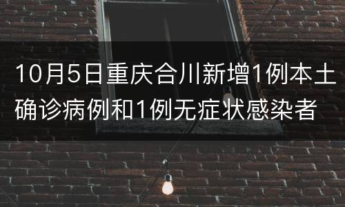 10月5日重庆合川新增1例本土确诊病例和1例无症状感染者
