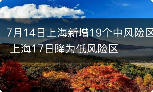 7月14日上海新增19个中风险区 上海17日降为低风险区