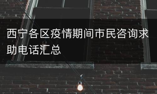 西宁各区疫情期间市民咨询求助电话汇总