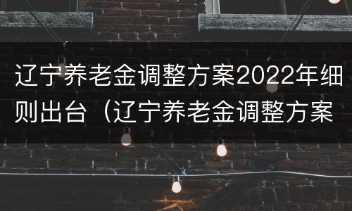 辽宁养老金调整方案2022年细则出台（辽宁养老金调整方案出炉）
