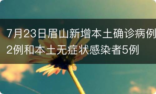 7月23日眉山新增本土确诊病例2例和本土无症状感染者5例