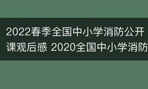 2022春季全国中小学消防公开课观后感 2020全国中小学消防公开课观后感