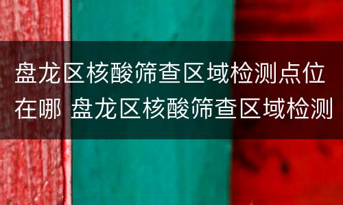 盘龙区核酸筛查区域检测点位在哪 盘龙区核酸筛查区域检测点位在哪里