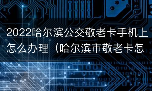 2022哈尔滨公交敬老卡手机上怎么办理（哈尔滨市敬老卡怎么办）