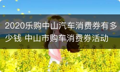 2020乐购中山汽车消费券有多少钱 中山市购车消费券活动