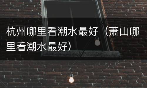 杭州哪里看潮水最好（萧山哪里看潮水最好）