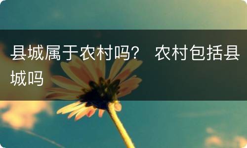 县城属于农村吗？ 农村包括县城吗