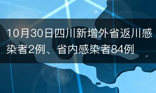 10月30日四川新增外省返川感染者2例、省内感染者84例