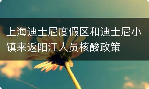 上海迪士尼度假区和迪士尼小镇来返阳江人员核酸政策