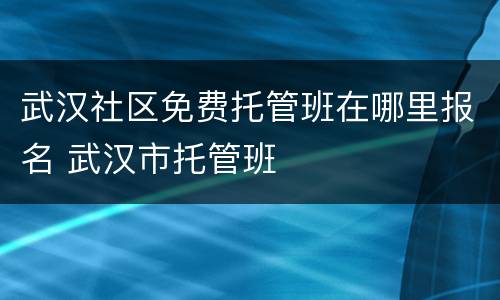 武汉社区免费托管班在哪里报名 武汉市托管班