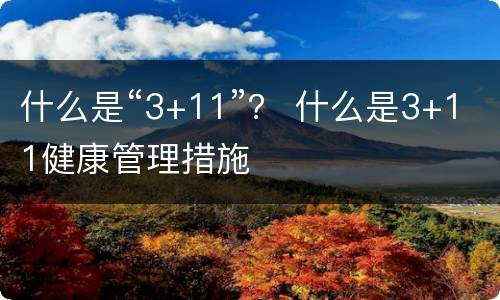什么是“3+11”？ 什么是3+11健康管理措施