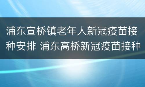 浦东宣桥镇老年人新冠疫苗接种安排 浦东高桥新冠疫苗接种点