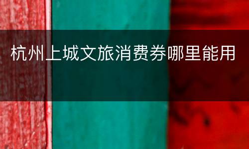 杭州上城文旅消费券哪里能用