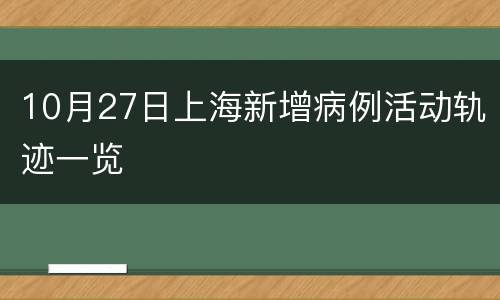 10月27日上海新增病例活动轨迹一览