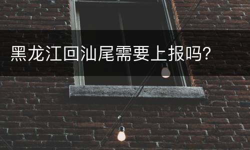 黑龙江回汕尾需要上报吗？