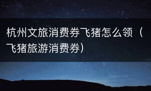 杭州文旅消费券飞猪怎么领（飞猪旅游消费券）