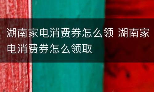 湖南家电消费券怎么领 湖南家电消费券怎么领取