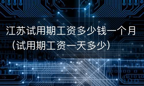 江苏试用期工资多少钱一个月（试用期工资一天多少）