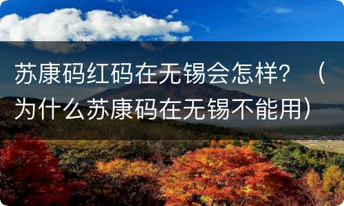 苏康码红码在无锡会怎样？（为什么苏康码在无锡不能用）