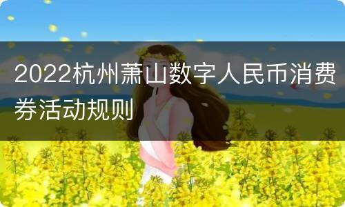 2022杭州萧山数字人民币消费券活动规则