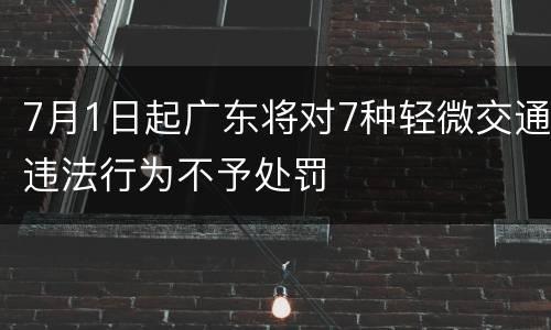 7月1日起广东将对7种轻微交通违法行为不予处罚