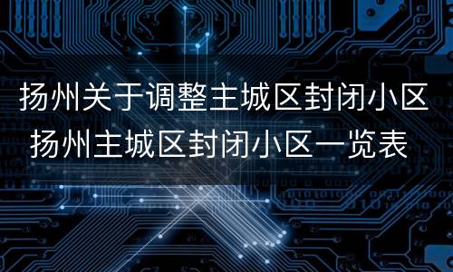 扬州关于调整主城区封闭小区 扬州主城区封闭小区一览表
