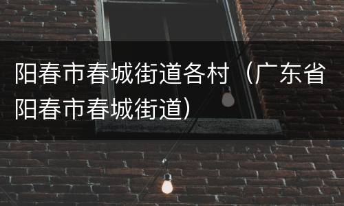 阳春市春城街道各村（广东省阳春市春城街道）