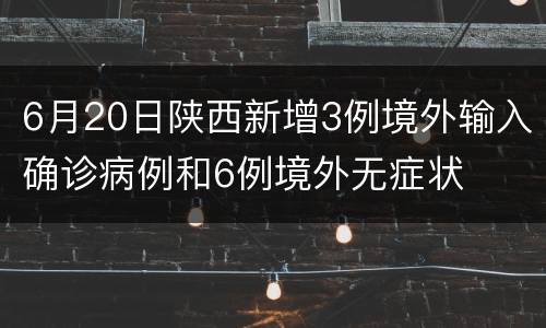 6月20日陕西新增3例境外输入确诊病例和6例境外无症状
