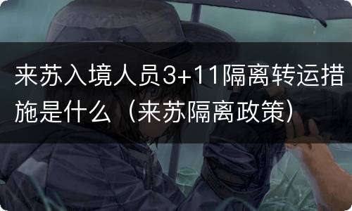 来苏入境人员3+11隔离转运措施是什么（来苏隔离政策）