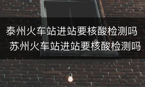 泰州火车站进站要核酸检测吗 苏州火车站进站要核酸检测吗