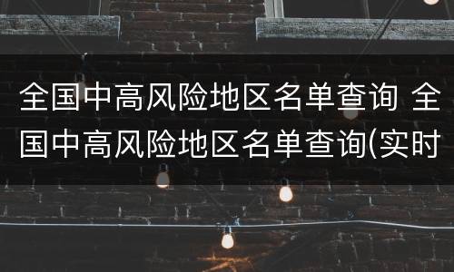 全国中高风险地区名单查询 全国中高风险地区名单查询(实时更新:点击查看名单