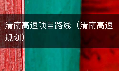 清南高速项目路线（清南高速规划）