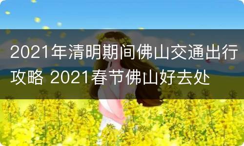 2021年清明期间佛山交通出行攻略 2021春节佛山好去处