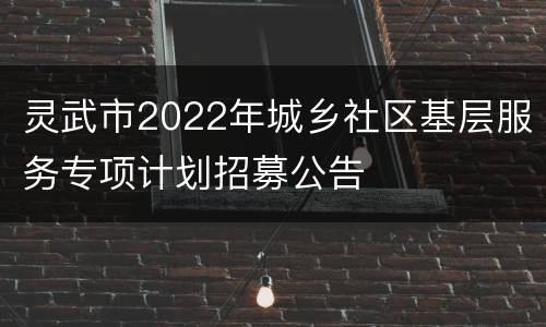 灵武市2022年城乡社区基层服务专项计划招募公告