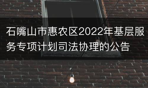 石嘴山市惠农区2022年基层服务专项计划司法协理的公告