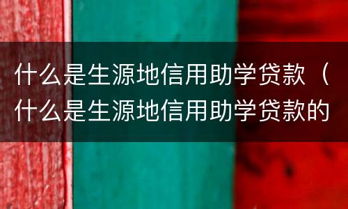 什么是生源地信用助学贷款（什么是生源地信用助学贷款的远程贷款）