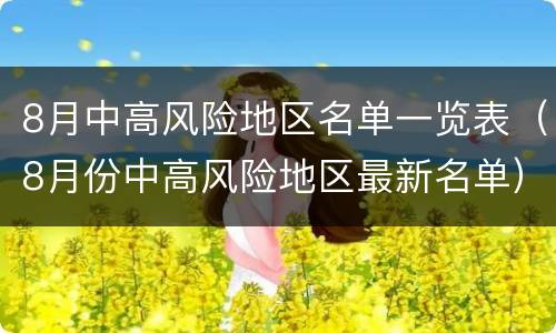 8月中高风险地区名单一览表（8月份中高风险地区最新名单）