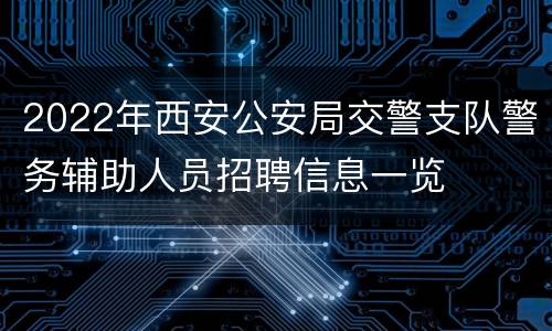 2022年西安公安局交警支队警务辅助人员招聘信息一览