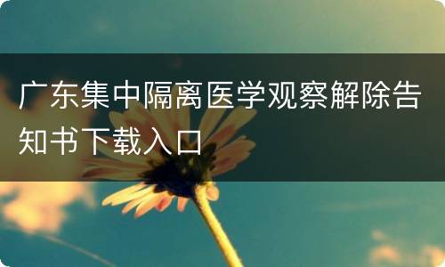广东集中隔离医学观察解除告知书下载入口