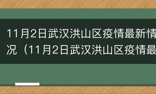 11月2日武汉洪山区疫情最新情况（11月2日武汉洪山区疫情最新情况如何）