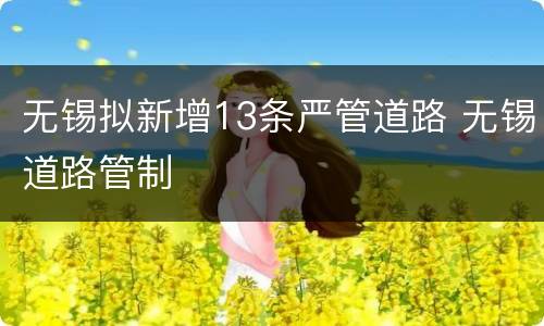 无锡拟新增13条严管道路 无锡道路管制