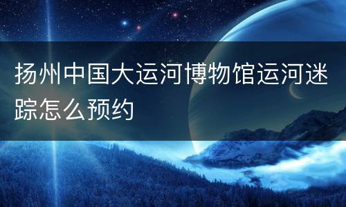 扬州中国大运河博物馆运河迷踪怎么预约