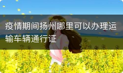 疫情期间扬州哪里可以办理运输车辆通行证
