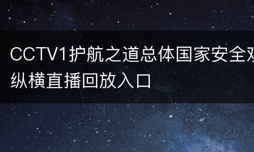 CCTV1护航之道总体国家安全观纵横直播回放入口
