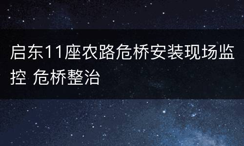 启东11座农路危桥安装现场监控 危桥整治