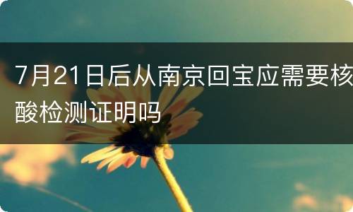 7月21日后从南京回宝应需要核酸检测证明吗