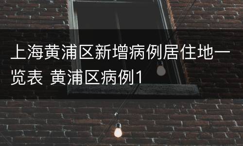 上海黄浦区新增病例居住地一览表 黄浦区病例1