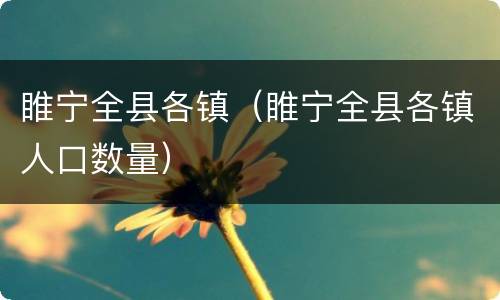 睢宁全县各镇（睢宁全县各镇人口数量）