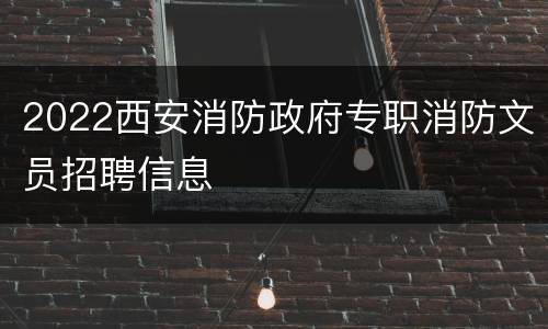 2022西安消防政府专职消防文员招聘信息