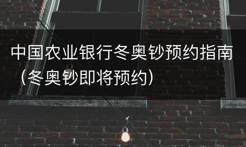 中国农业银行冬奥钞预约指南（冬奥钞即将预约）